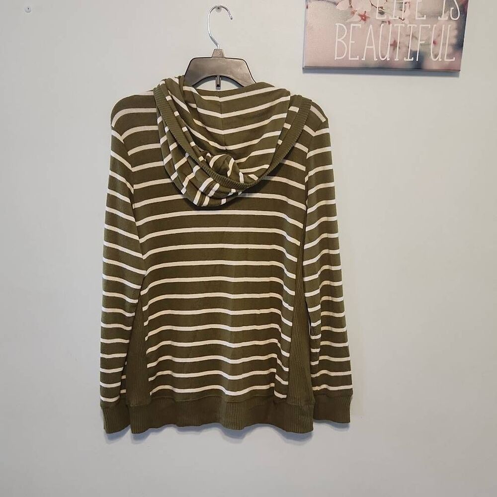 Market & Spruce Blakely Zip Up Hooded Brushed Knit Sweatshirt Green L - Picture 4 of 4